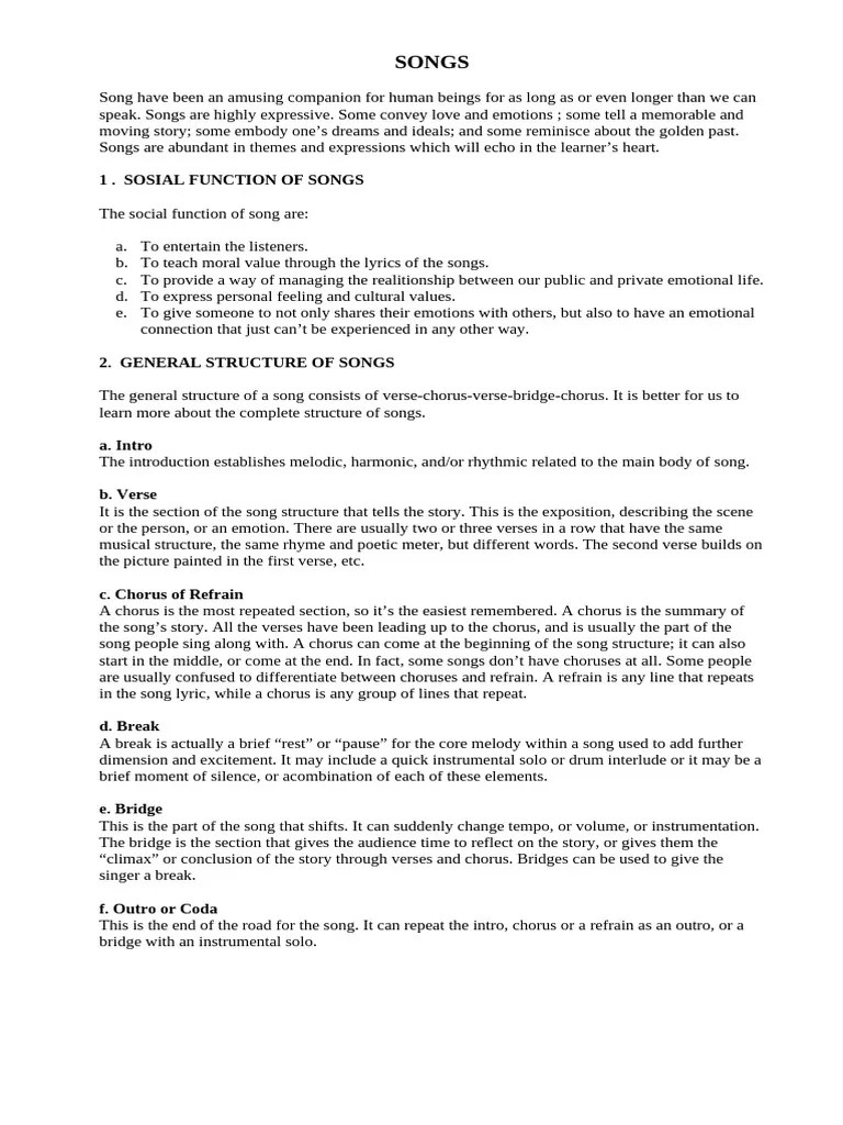 SONG STRUCTURE | PDF | Song Structure | Refrain