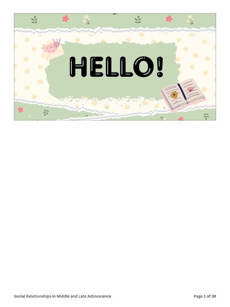 Social Relationships In Middle And Late Adolescence PDF | PDF