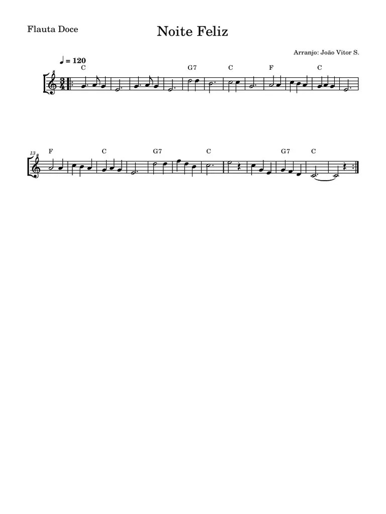 Noite Feliz-Flauta Doce | PDF
