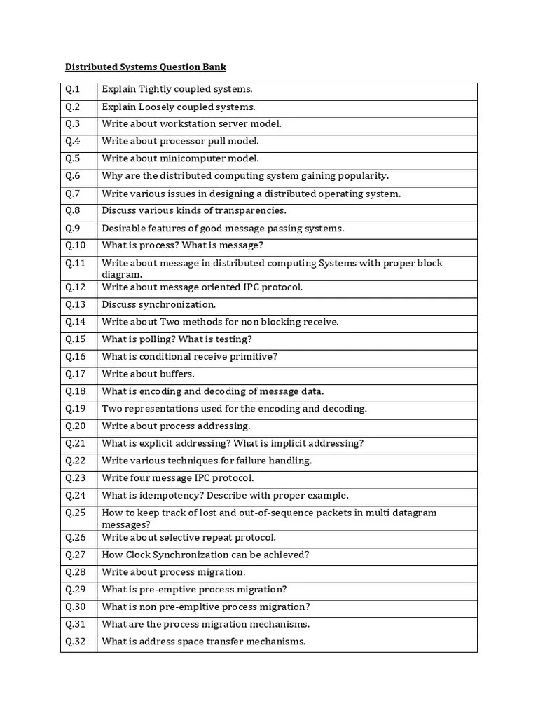 Distributed Systems Question Bank | PDF | Replication (Computing) | Distributed Computing