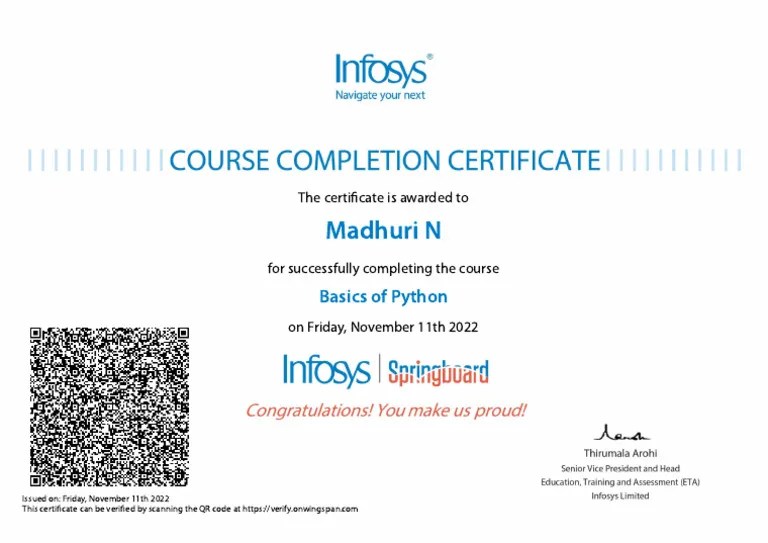 Python Course Certificate | PDF