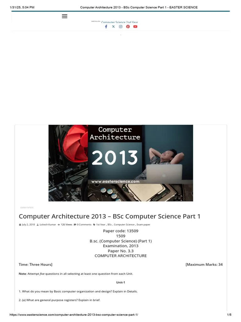 BSc Computer Architecture Exam | PDF | Computer Science | Computer ...