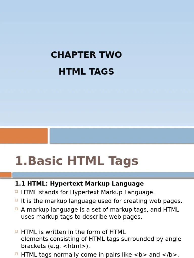 Chapter 2 HTML | PDF | Html Element | Hyperlink