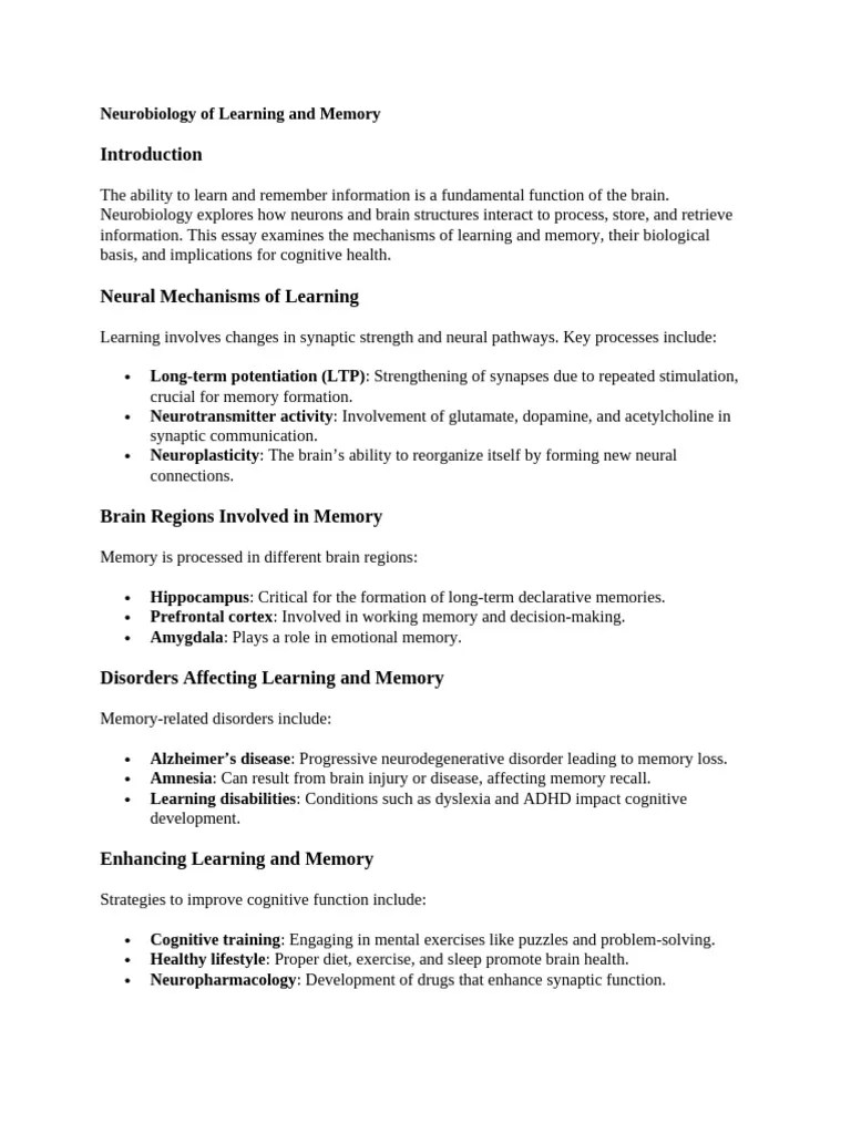 Neurobiology Of Learning And Memory | PDF