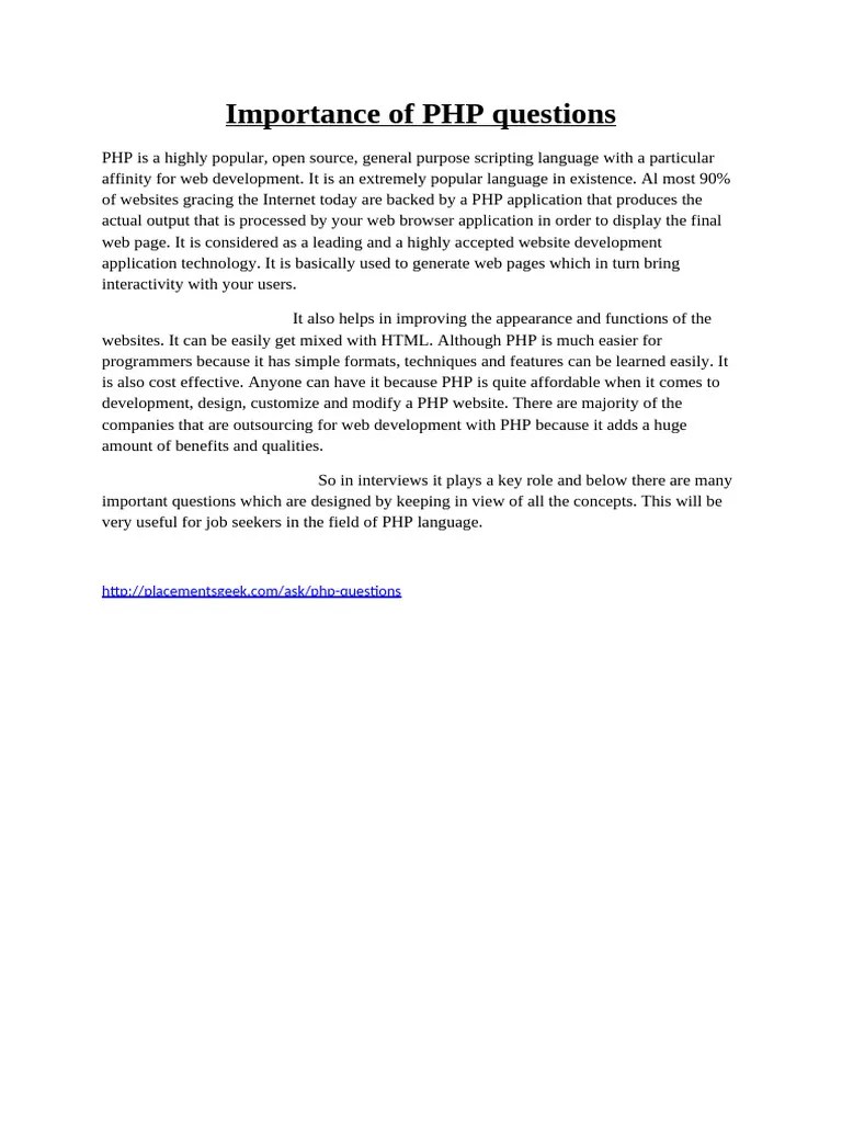 Importance Of PHP | PDF