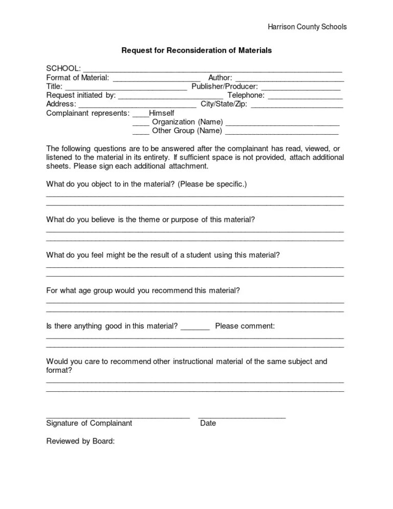 Reconsideration Form | PDF