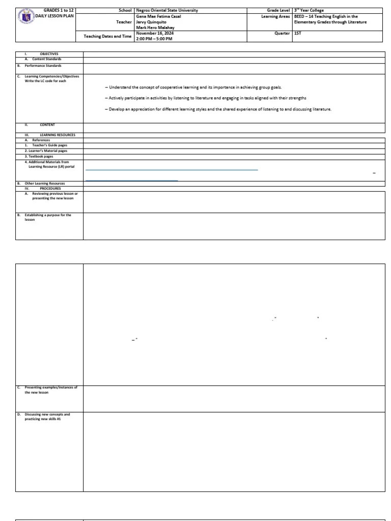 Lesson Plan Pdf Learning Intelligence