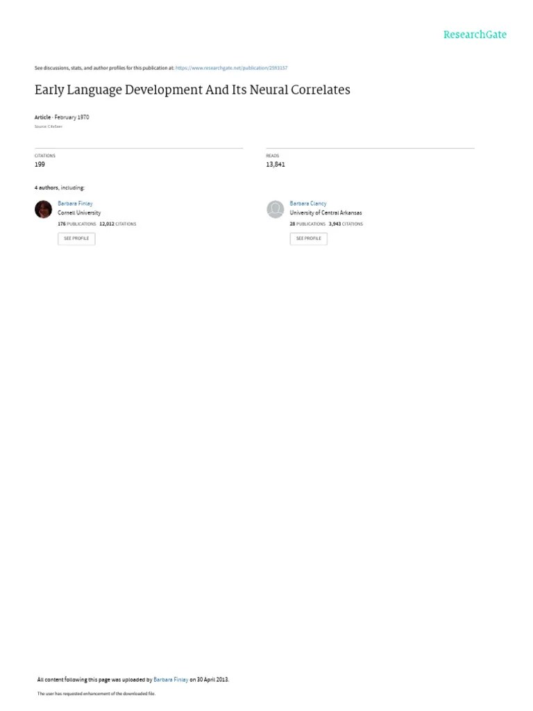 Early Language Development And Its Neural Correlates - Bates | PDF ...