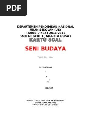 Mgmp seni budaya smp kabupaten pandeglang. Kartu Soal A Pdf