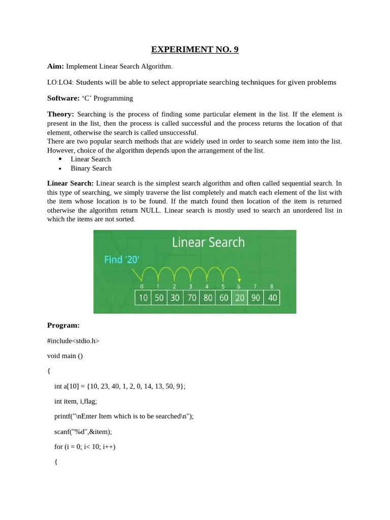 Implement Linear Search Algorithm | PDF