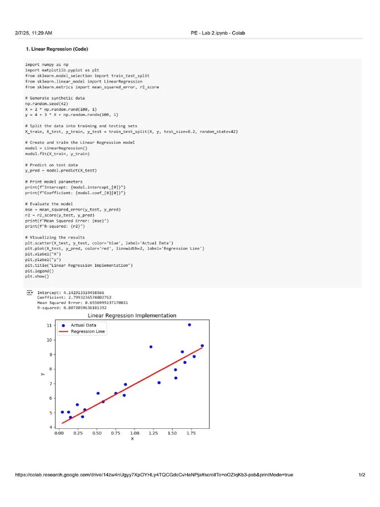 Linear Regression (Code) | PDF