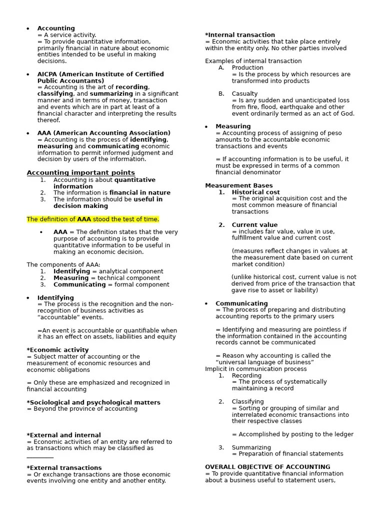 ACC 124 - CONCEPTUAL FRAMEWORK Notes | PDF | Certified Public ...
