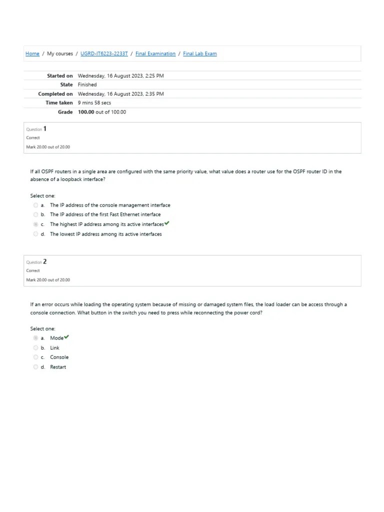Data Communications And Networking 2 - Final Lab Exam | PDF | Computer ...
