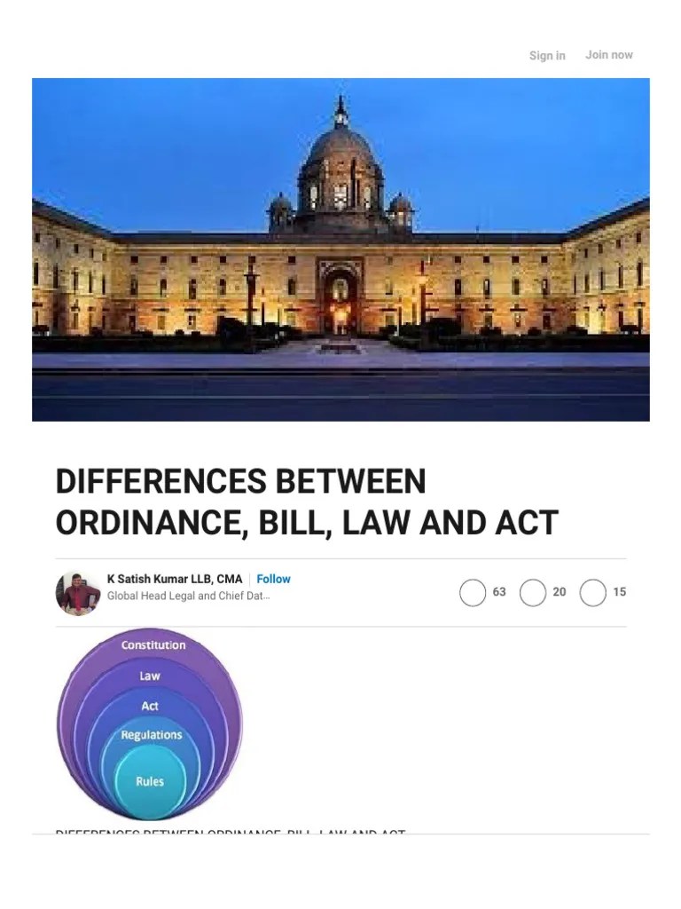 Differences Between Ordinance, Bill, Law And Act | PDF | Bill (Law ...