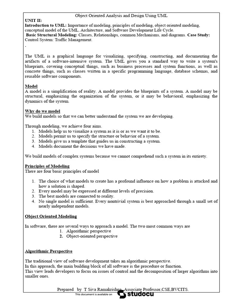 OOAD UNIT-2 | PDF | Class (Computer Programming) | Unified Modeling ...
