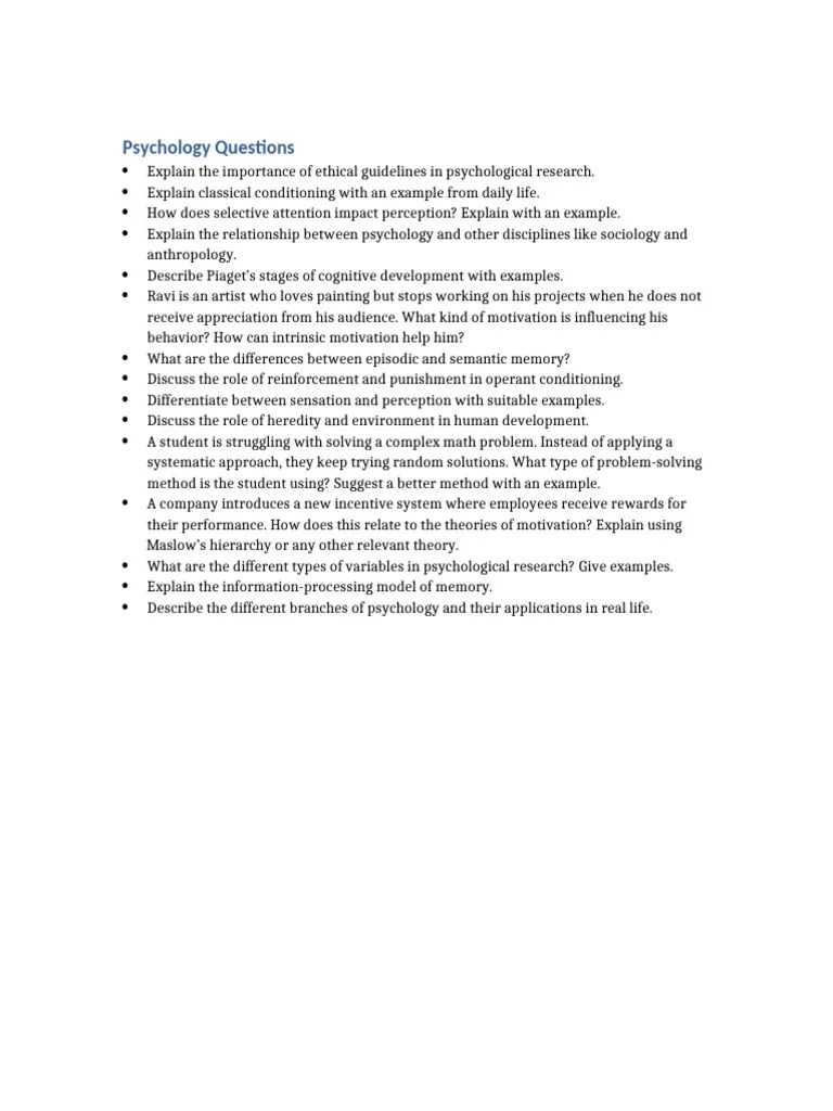 Psychology Practice Questions | PDF