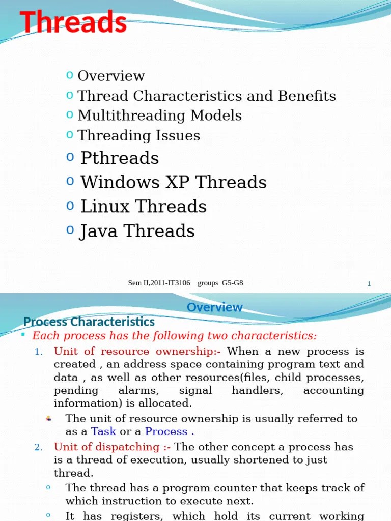 Chapter 2 Part II Threads | PDF | Thread (Computing) | Process (Computing)