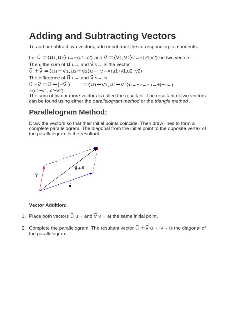 Adding And Subtracting Vectors | PDF