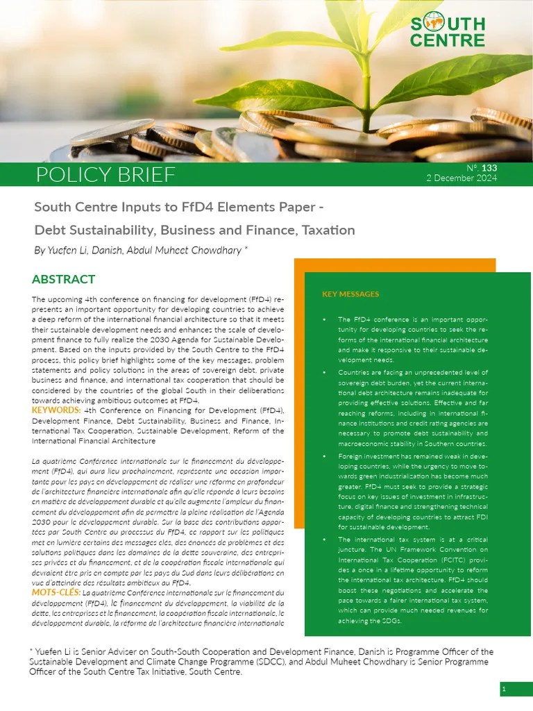 PB133_South-Centre-Inputs-to-FfD4-Elements-Paper_EN | PDF | Corporate Social Responsibility | Taxes