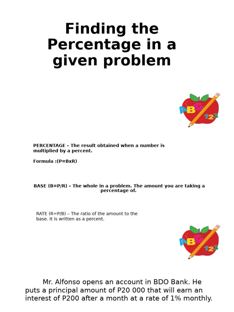 Finding The Percentage In A Given Problem | PDF | Percentage ...
