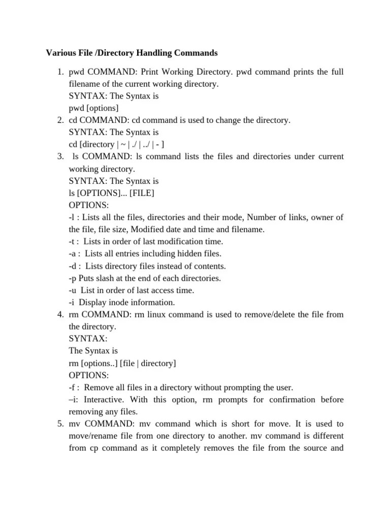 File Linux Commands | PDF | Computer File | Directory (Computing)