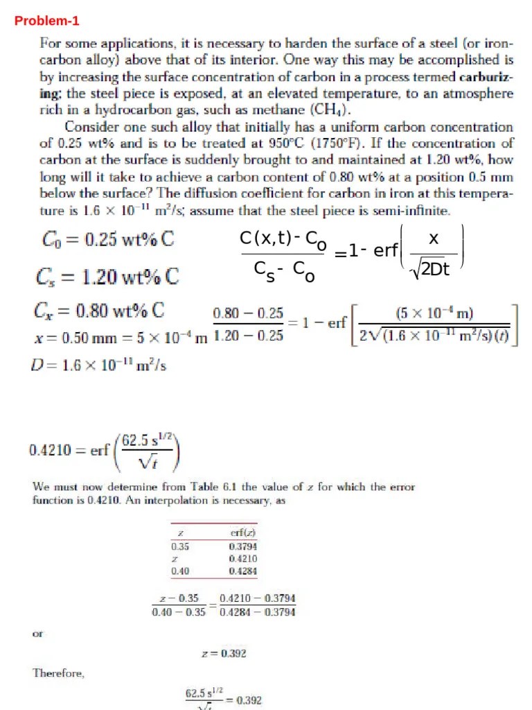 Problems And Solutions - Diffusion | PDF | Physical Chemistry | Applied And Interdisciplinary ...