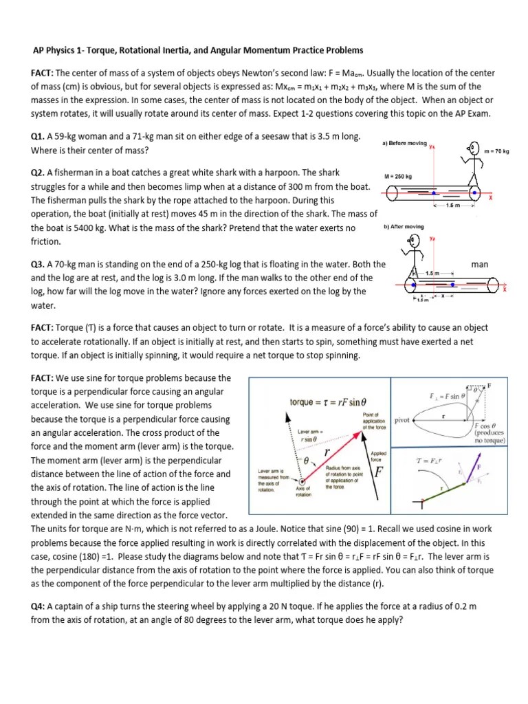 Unit_6_torque_rotation_angular_momentum_practice_questions_2019 | PDF | Rotation Around A Fixed ...