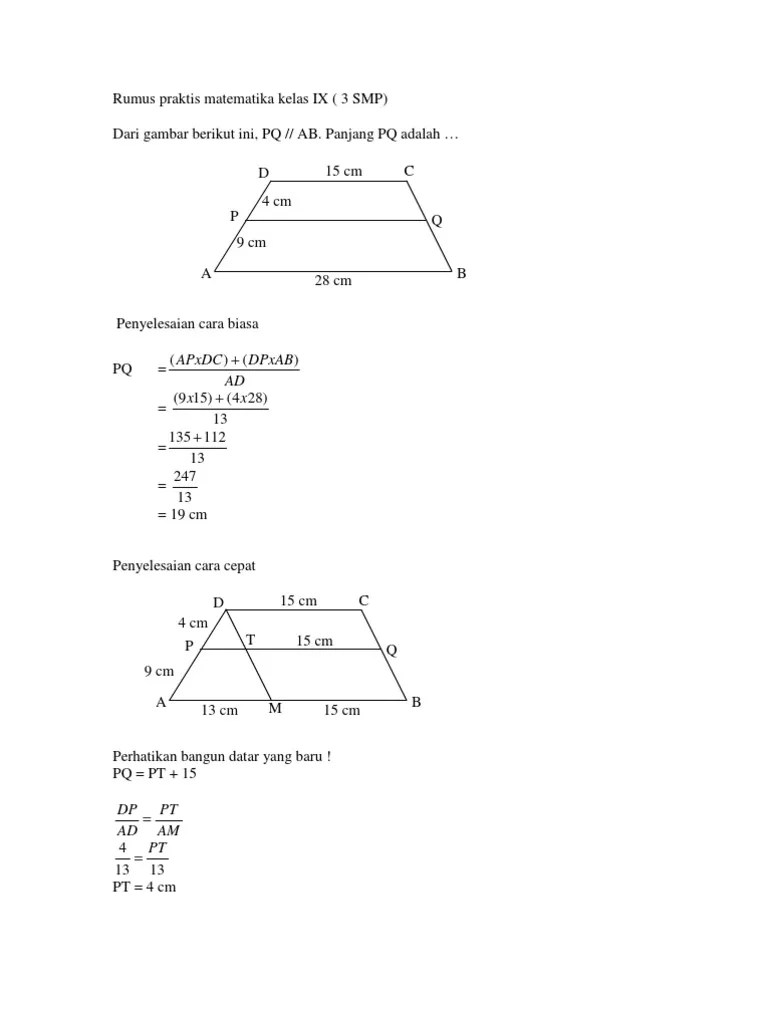 Judul, kumpulan rumus lengkap matematika : Rumus Praktis Matematika Kelas Ix Pdf