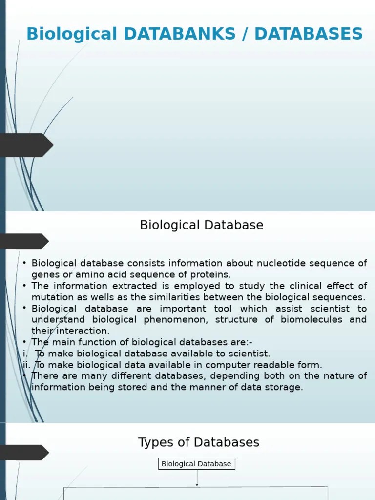 Biological Databases - Databanks | PDF | Nucleic Acid Sequence ...