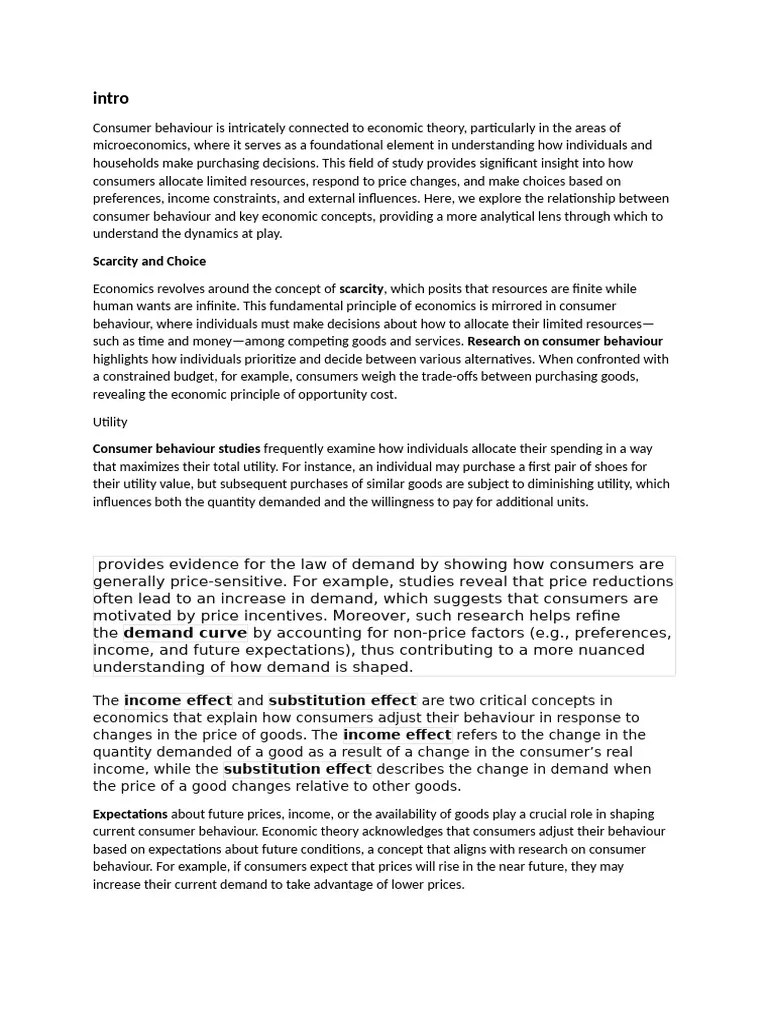 Consumer Behavior Is Intricately Connected To Economic Theory | PDF ...