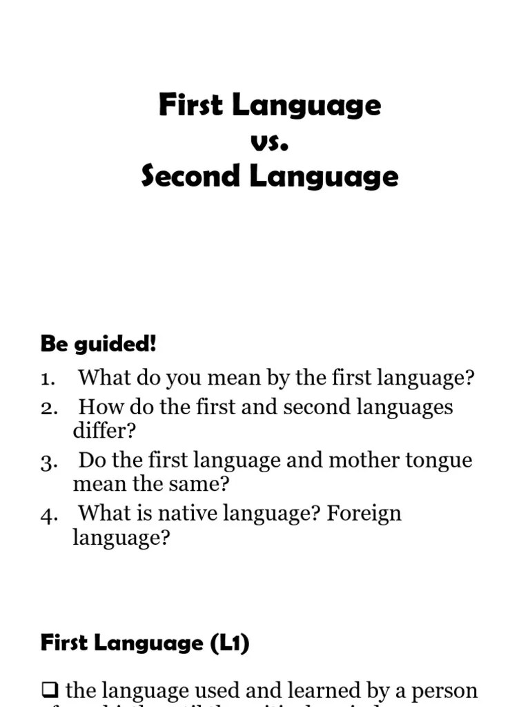 First Language Vs - Second Language | PDF
