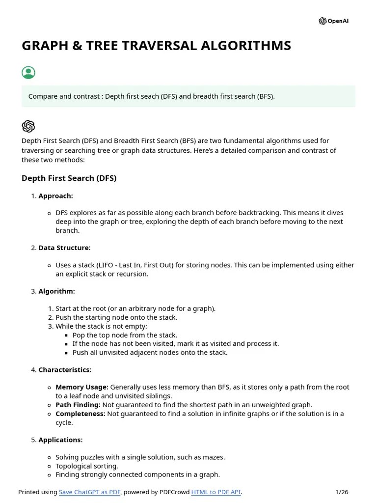 GRAPH & TREE TRAVERSAL ALGORITHMS | PDF | Theoretical Computer Science ...
