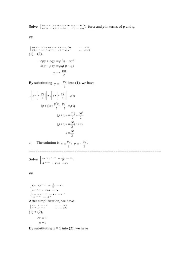 Ch1 Linear Equations In Two Unknowns Set 5 | PDF | Equations ...