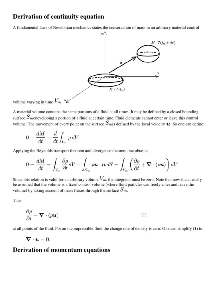 Derivation Of Continuity Equation | PDF | Viscosity | Force