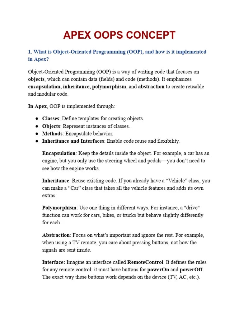 Apex OOPS Concept | PDF | Method (Computer Programming) | Inheritance ...