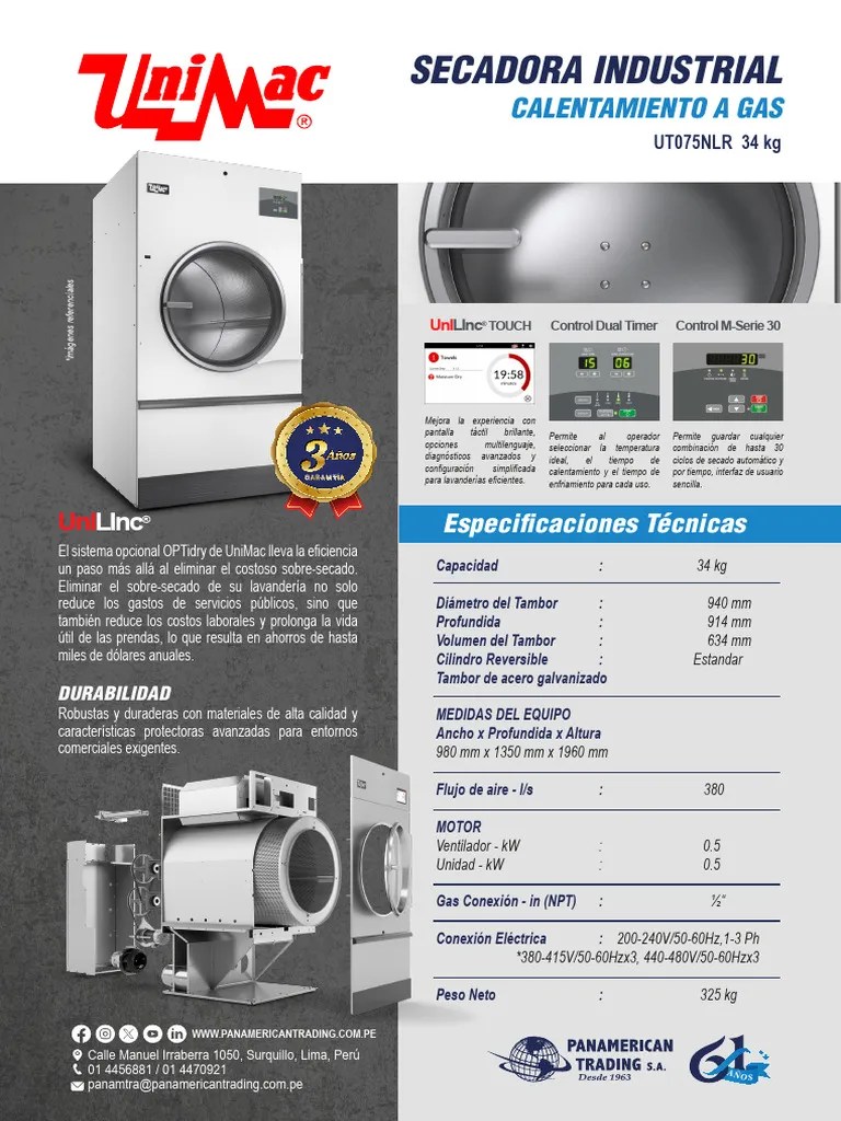Secadora Ut075 Unimac | PDF