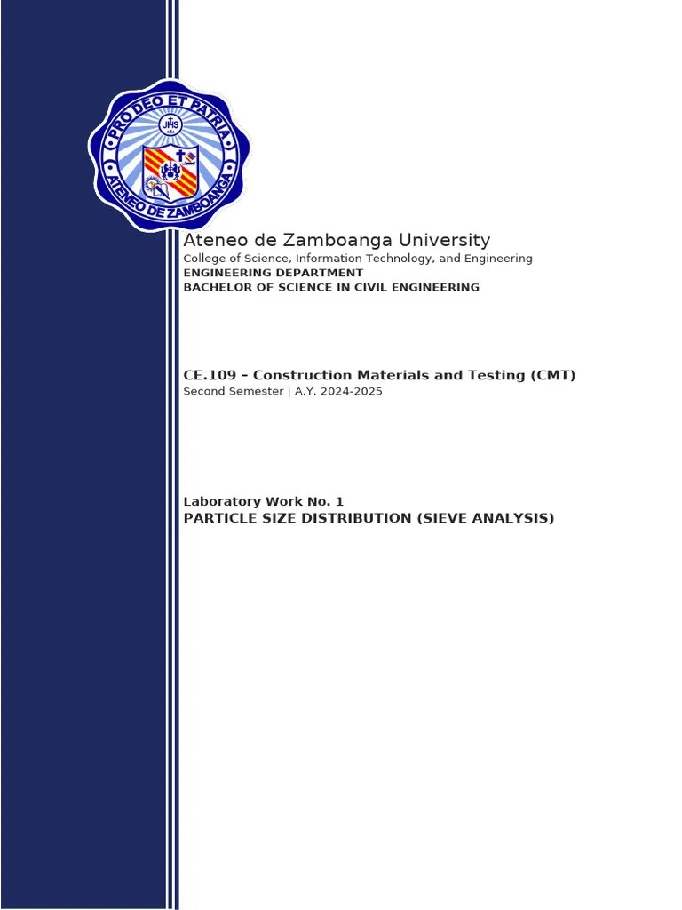 CMT-LAB-1-Particle Size Distribution (Sieve Analysis) | PDF | Particle ...