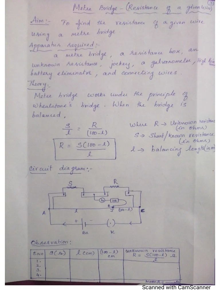 Expt 2 Meter Bridge-resistance Of The Given Wire | PDF