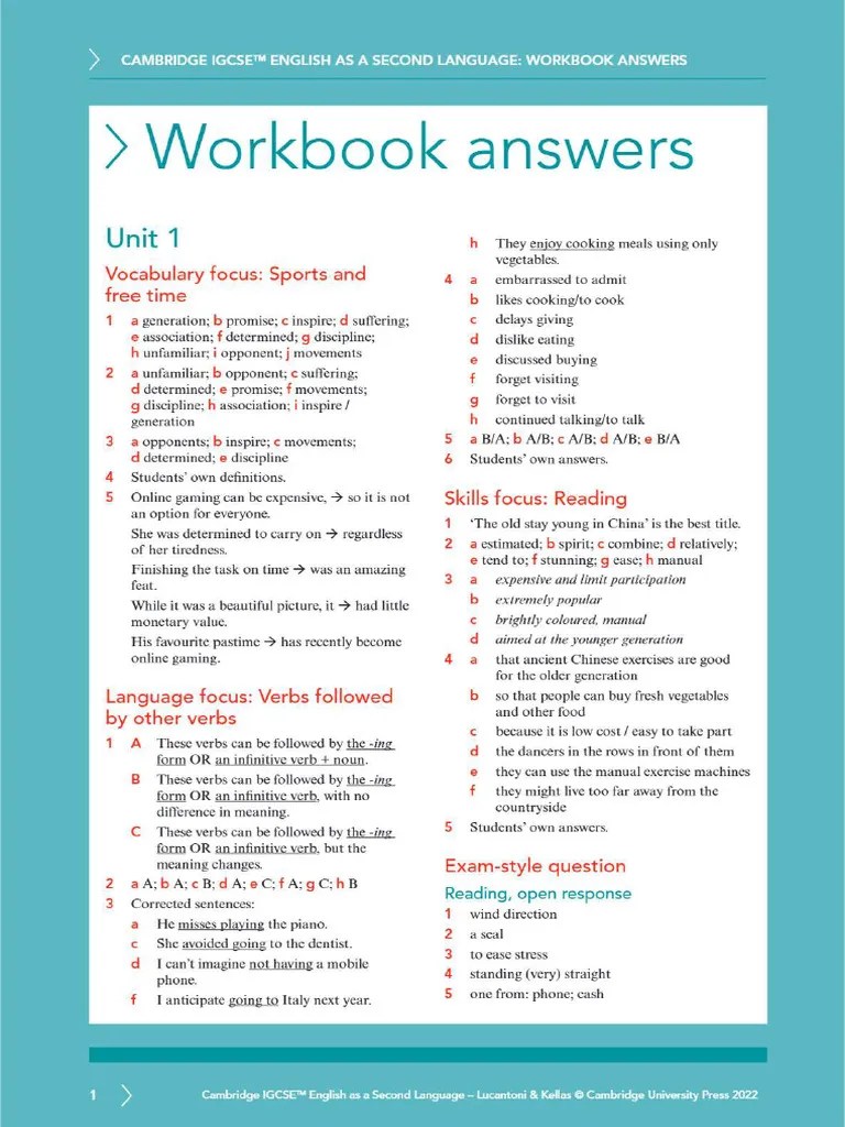 Cambridge Igcse English As A Second Language Workbook By Peter ...