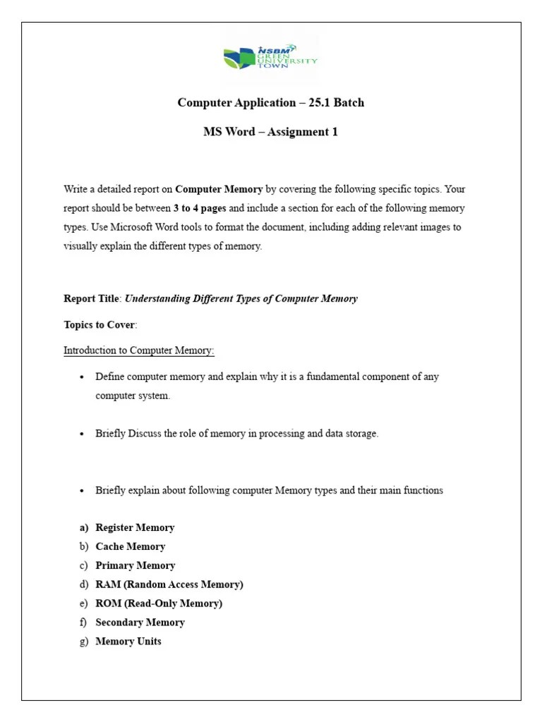 MS Word Assignment | PDF