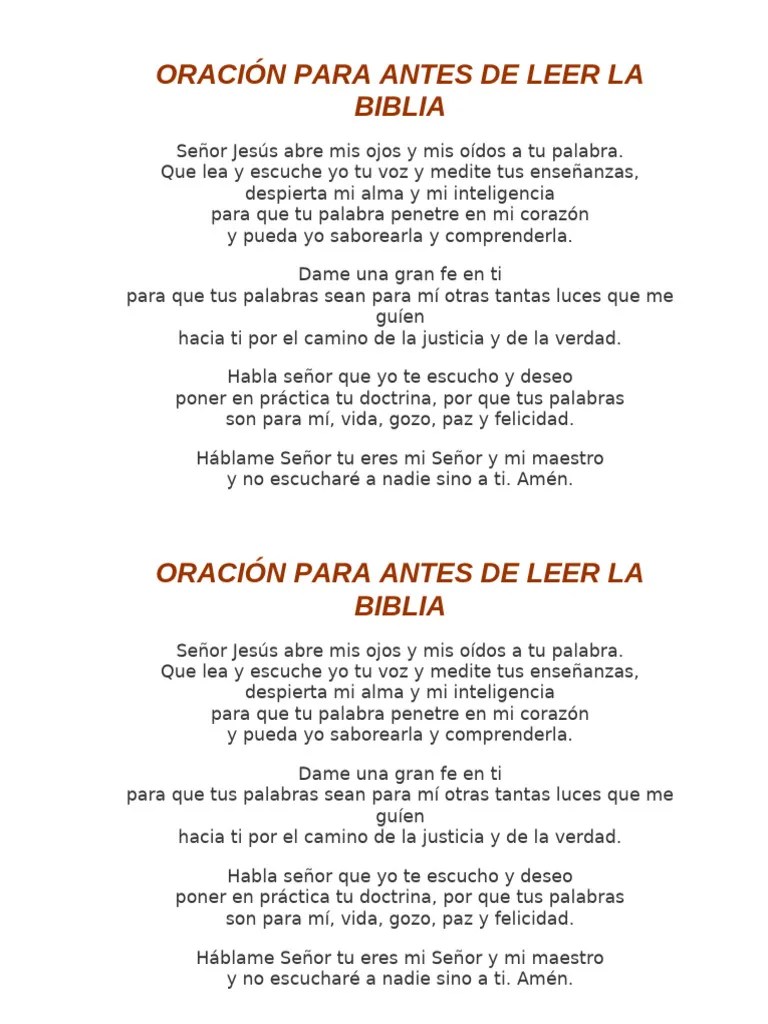 Oración Para Antes De Leer La Biblia | PDF