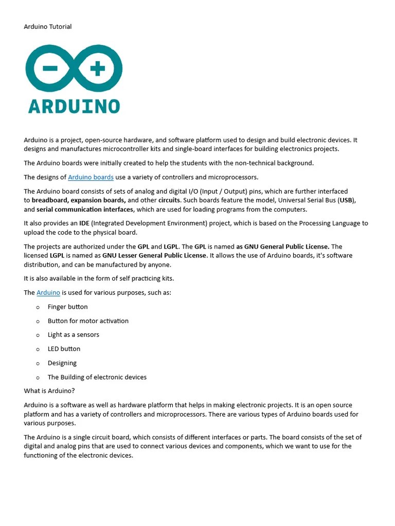 Arduino Tutorial | PDF | Arduino | Light Emitting Diode