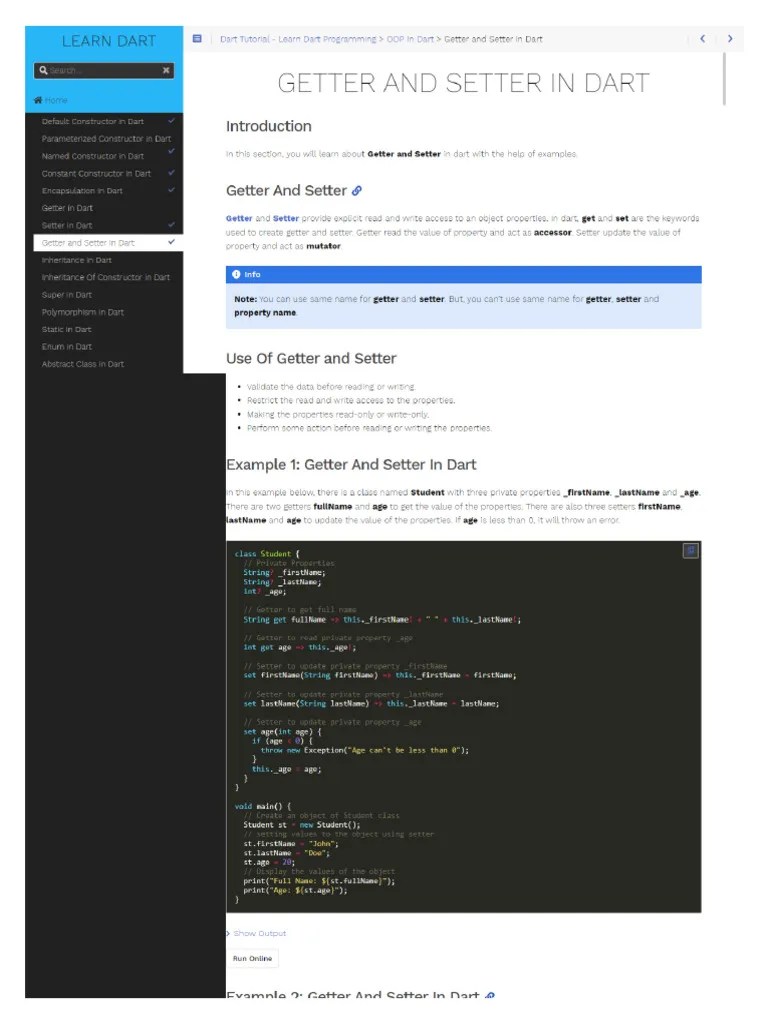 Getter And Setter In Dart 2024 02 11 21 - 02 - 43 | PDF