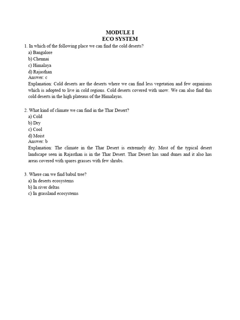 Evs - Module 1-Question Bank | PDF | Deforestation | Desert