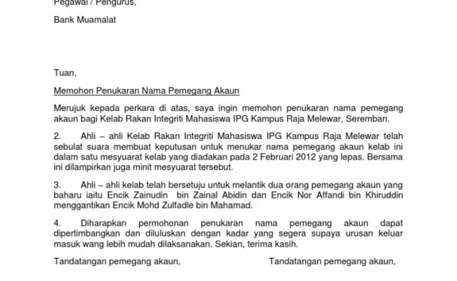 Contoh Surat Pertukaran Alamat