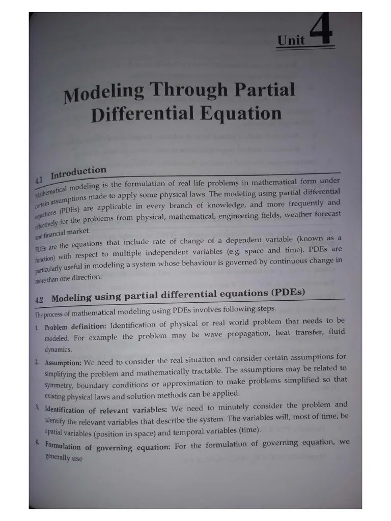 Modeling Through Partial Differential Equations Engineering Mathematics III | PDF