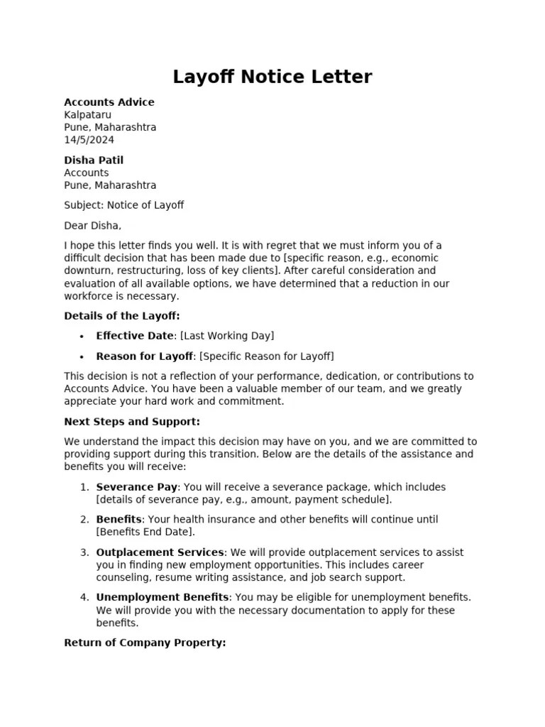 Layoff Notice Letter | PDF | Layoff | Employment