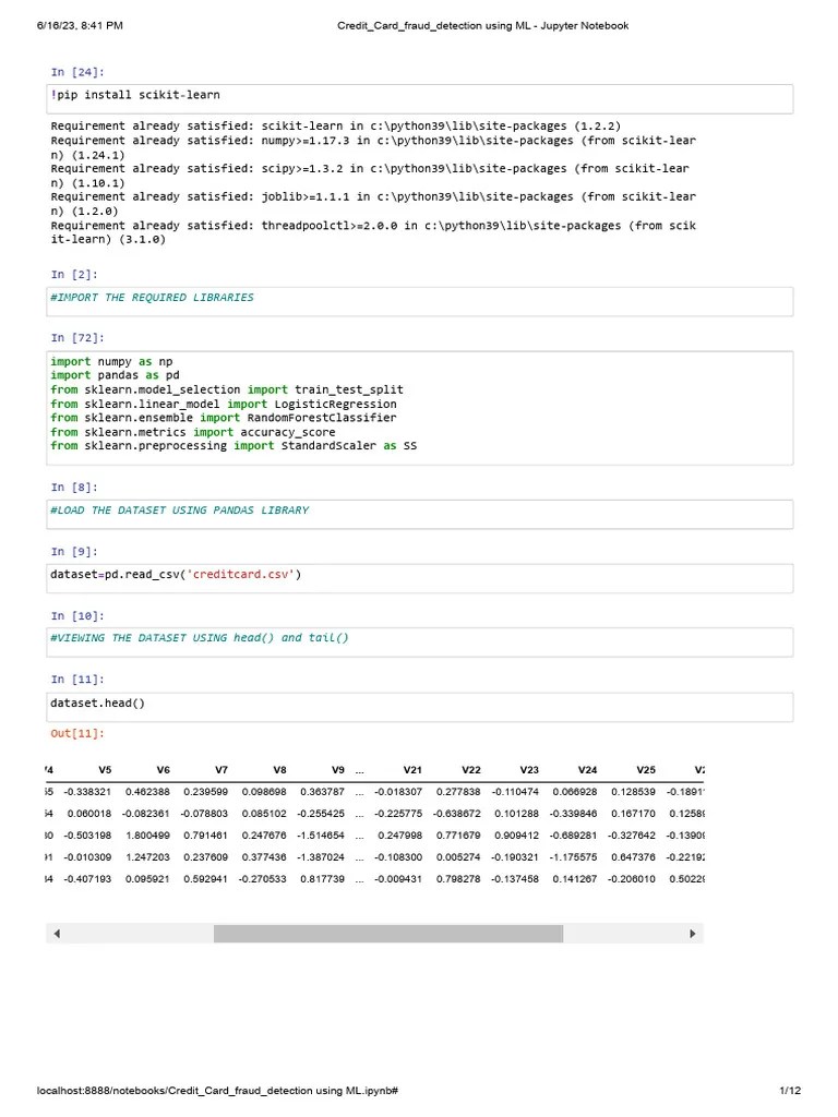 Credit - Card - Fraud - Detection Using ML - Jupyter Notebook | PDF ...