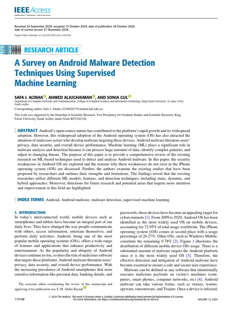 A Survey On Android Malware Detection Techniques Using Supervised ...