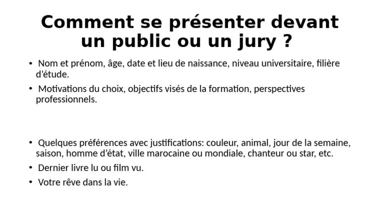 2. Comment Se Présenter Devant Un Public Ou Un Jury | PDF